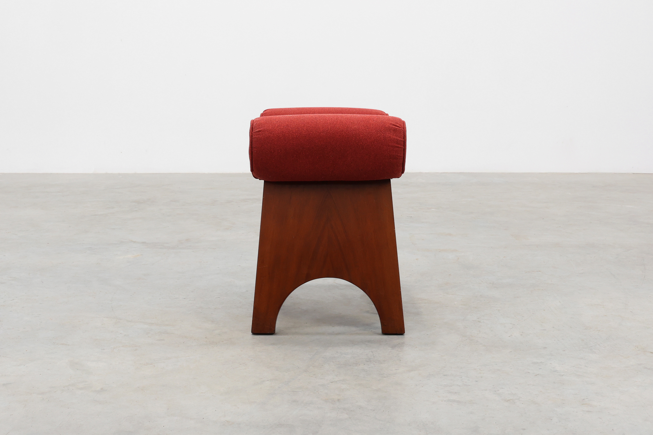 Art Deco Red Reupholstered Stool, Belgium ca. 1920 thumbnail